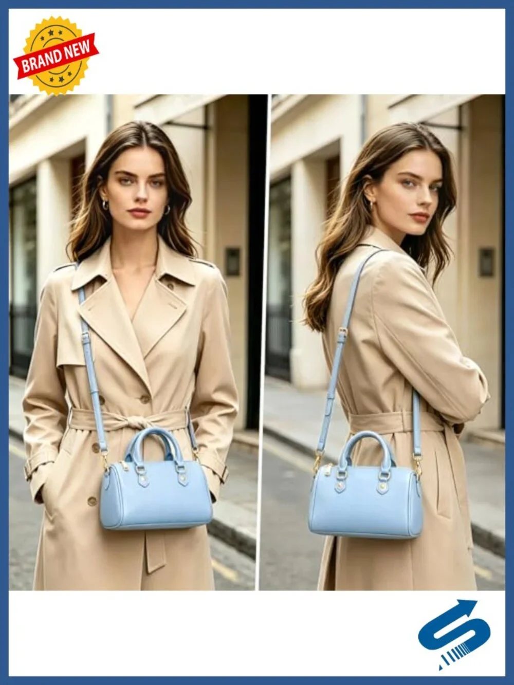 Small Vegan Leather Boston Satchel Crossbody Bag Top Handle Purse Shoulder Bag